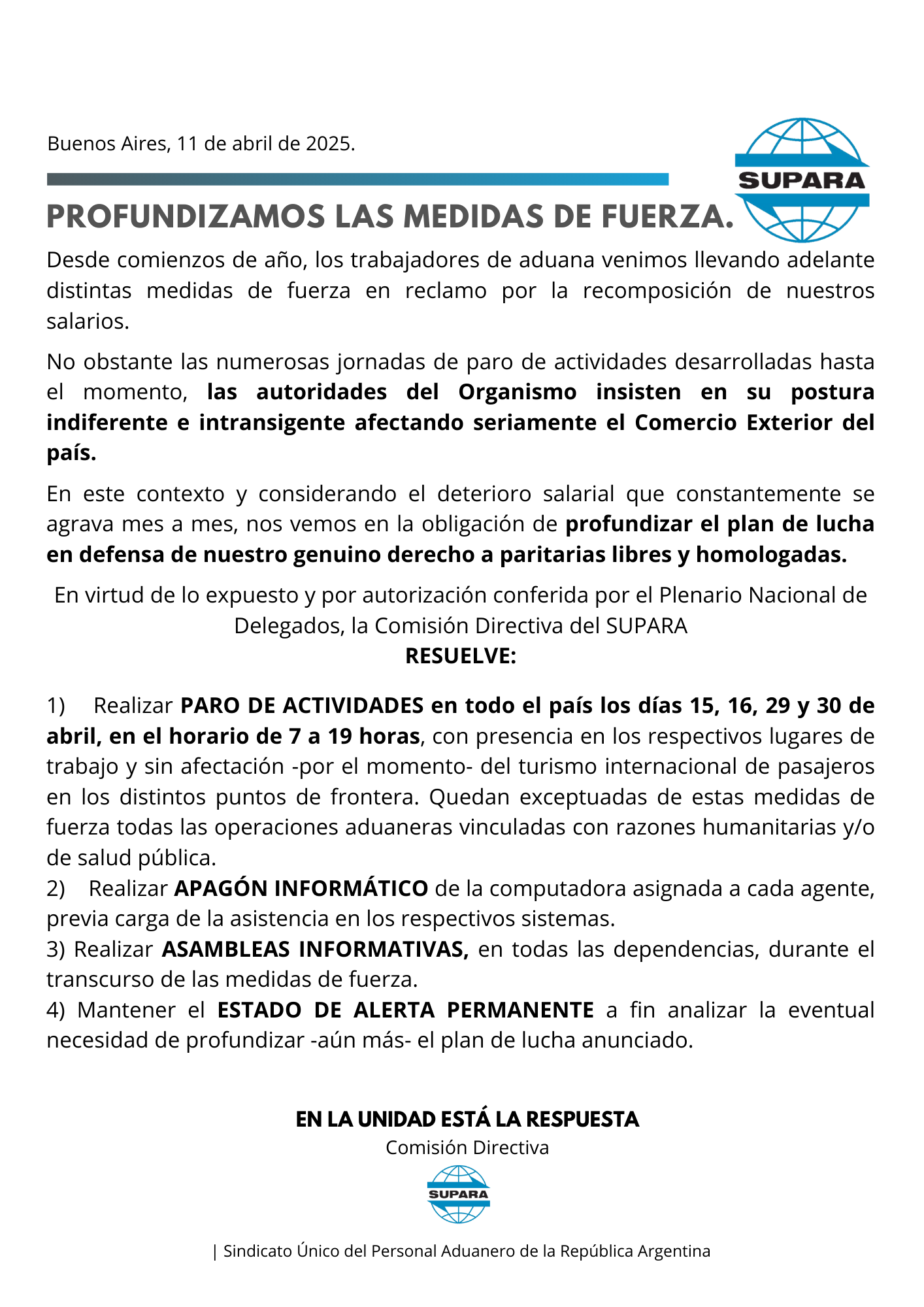 20250411 SUPARA COMUNICADO